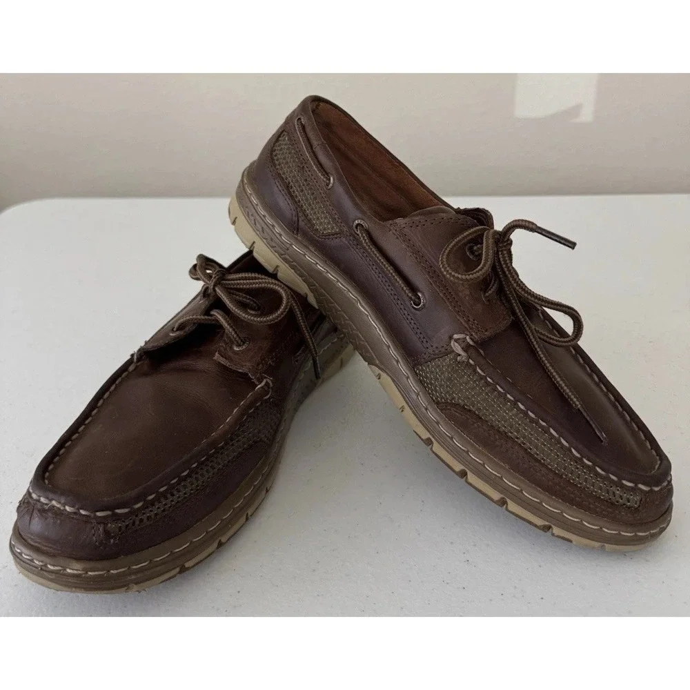 Sperry Top-Sider Men's 12M Tarpon 2-Eye Boat Shoe Brown Leather Memory Foam